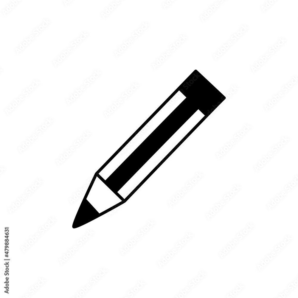 Pencil Icon in black flat glyph, filled style isolated on white background Pencil Icon in black flat glyph, filled style isolated on white background