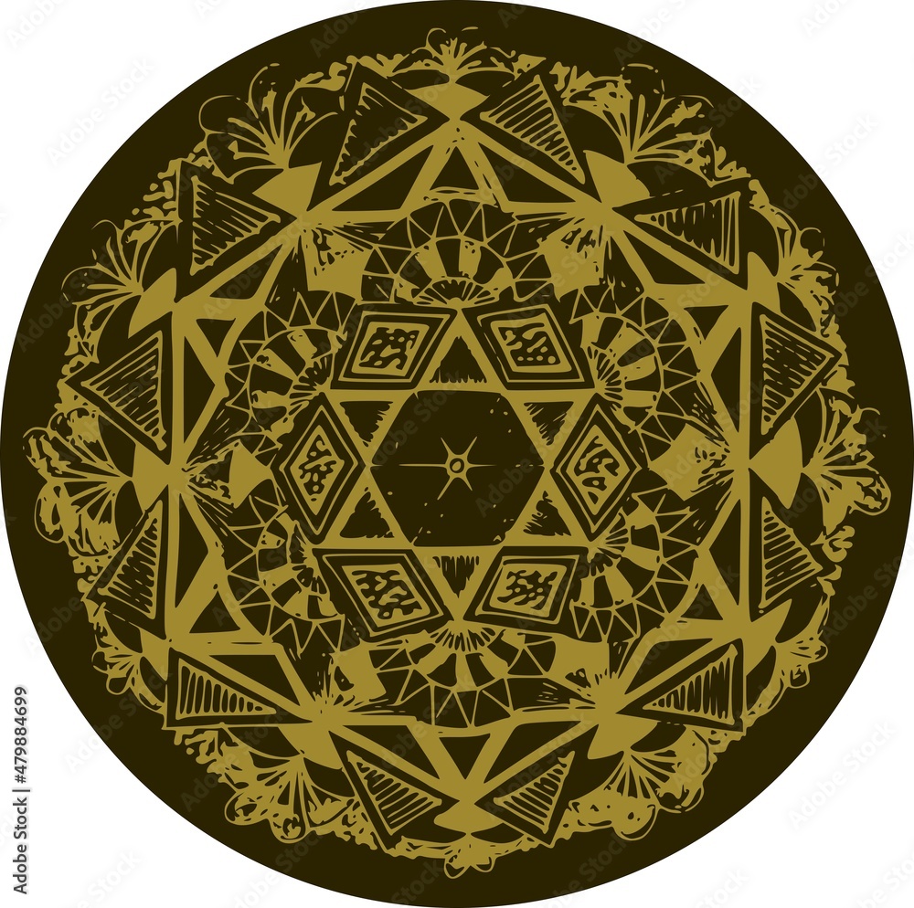 Drawing in geometric figure in mandala style Drawing in geometric figure in mandala style