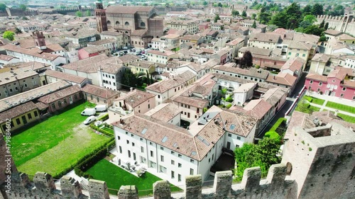 4K drone view of the medieval walled city Cittadella