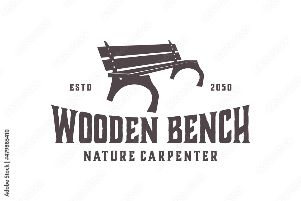Single Wooden Bench silhouette in Park for story memories illustration logo design Single Wooden Bench silhouette in Park for story memories illustration logo design