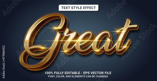 Text Style with Great Golden Theme. Editable Text Style Effect.