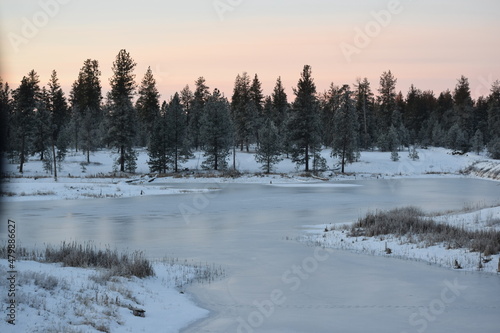 Winter season landscape at Riverside State Park in Spokane, WA. 