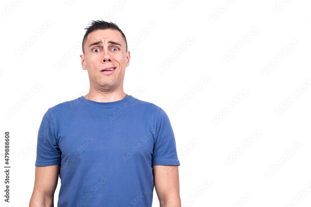 Man grimacing with an incredulous look on his face Man grimacing with an incredulous look on his face
