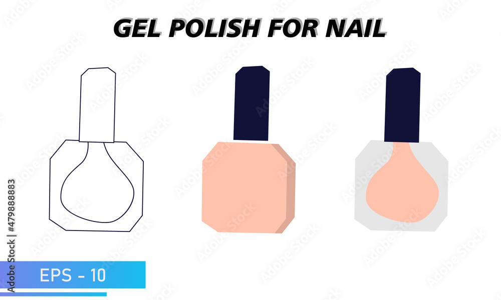 Gel nail polish for manicure. A simple jar, a transparent colored jar and a silhouette in lines. Objects and materials for a beauty and fashion salon. Vector illustration. Gel nail polish for manicure. A simple jar, a transparent colored jar and a silhouette in lines. Objects and materials for a beauty and fashion salon. Vector illustration.
