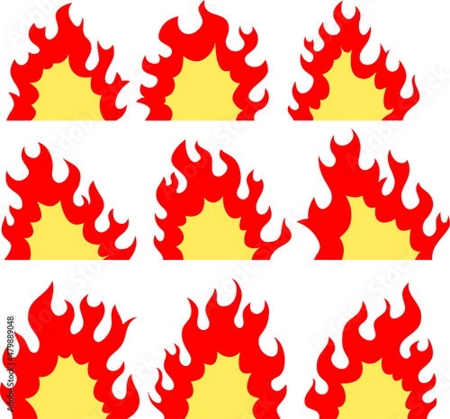 燃える炎のイラスト 火事 炎上