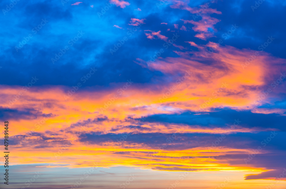 colorful  sunset sky with cloudy in summer.