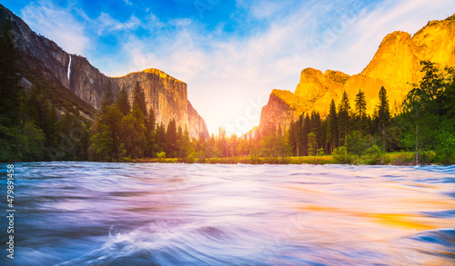 Photography Yosemite National park with river in foreground,California,usa.
