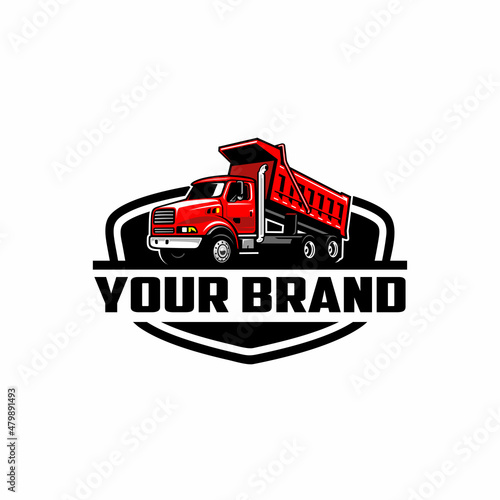 Fotografia dump truck. trucking premium logo vector
