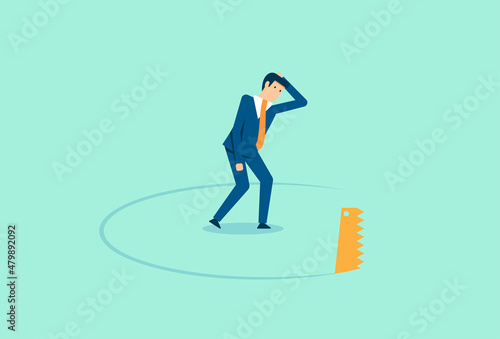 Businessman and working trap, financial scam trap, scramble for benefits, undermining business power