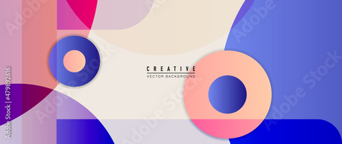 Colorful abstract gradient background vector. Trendy overlapping fluid color geometric shapes and wave design for banner, wallpaper, landing page, cover, wall art and print. Vector illustration.
