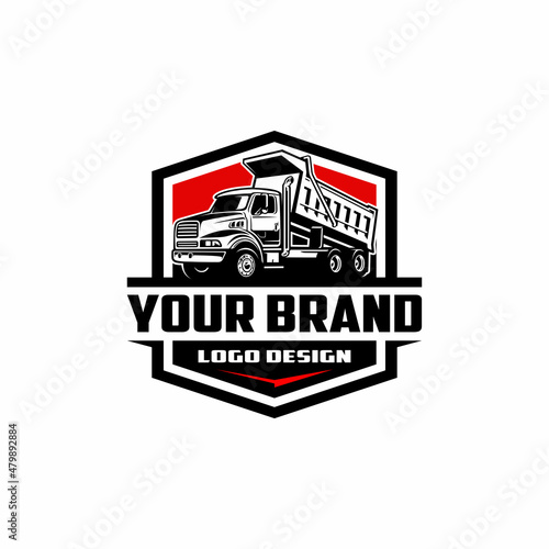 dump truck. trucking premium logo vector