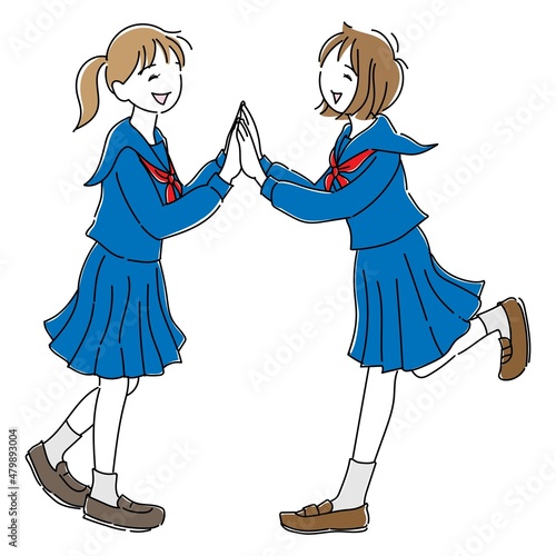 合格を喜ぶ女子高生たち