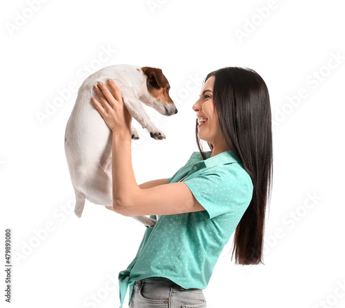 Happy young woman with cute...