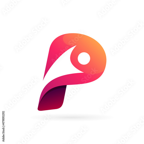 letter p logo with people symbol