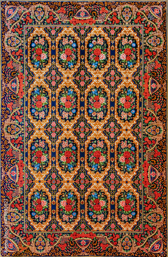 Persian hand woven silk carpet