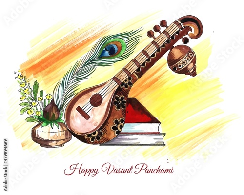 Happy vasant panchami celebration card background photo