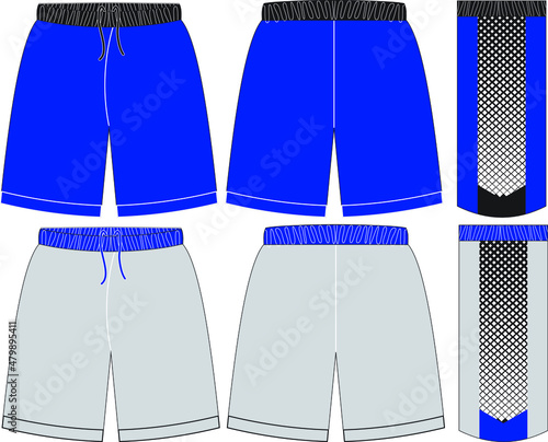 Basketball Uniform Shorts Front and Back View Mock ups Templates Vectors 