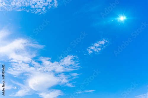 Background material of the sun, the refreshing blue sky and clouds_n_01