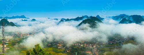 mountain, landscape, sky, cloud, nature, clouds, fog, forest, mountains, hill, water, tree, summer, ocean, green, sea, rock, travel, weather, view, grass, trees, peak, mist, snow , bacson 
lang son  photo