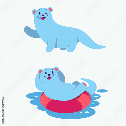 cartoon illustration of otter relaxing
