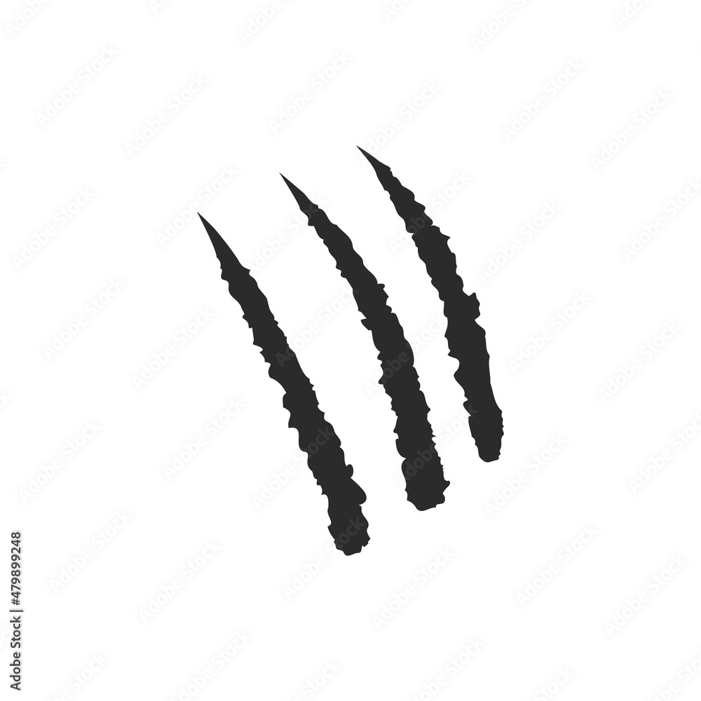 Cat scratches. Three animal claw marks. Fun design element. Flat design