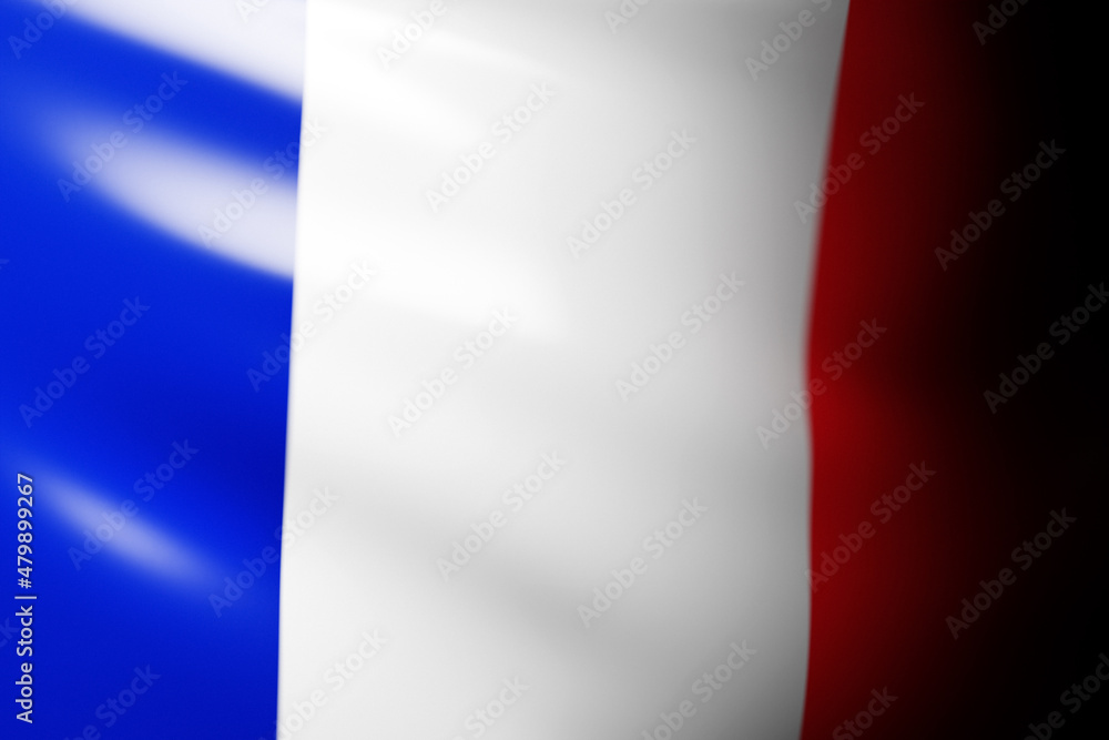 3D illustration of the national waving flag of France. Country symbol.