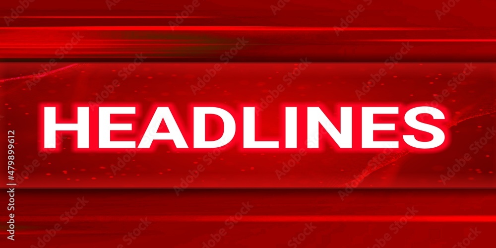 Headlines banner in red color with blur lines. Breaking news banner cover.