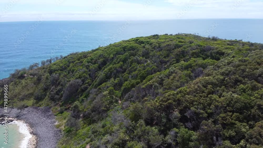 Flight over rainforest at sunny day with a breathtaking view on ocean and bay Flight over rainforest at sunny day with a breathtaking view on ocean and bay