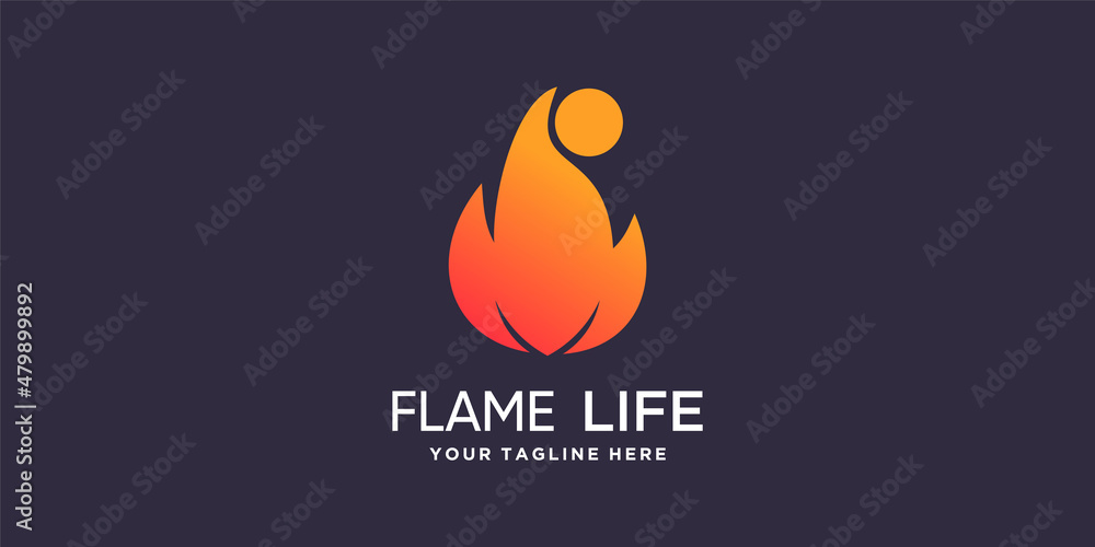 Flame logo design concept Premium Vector