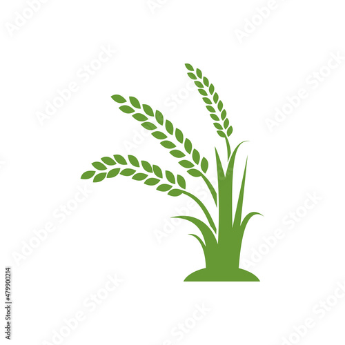 Wheat vector art logo design that grows lush green