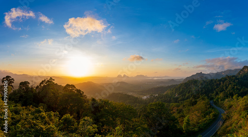 Stunning sunrise view from Wang Kelian viewpoint, Perlis © munettt