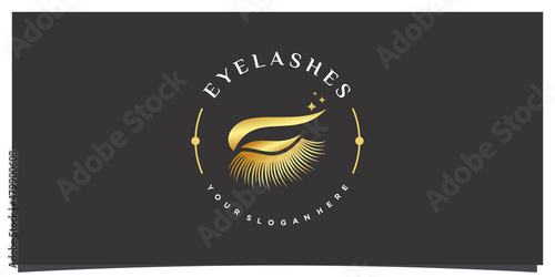 Eye lashes logo design concept Premium Vector