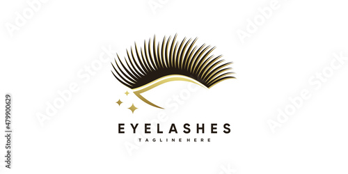 Eye lashes logo design concept Premium Vector