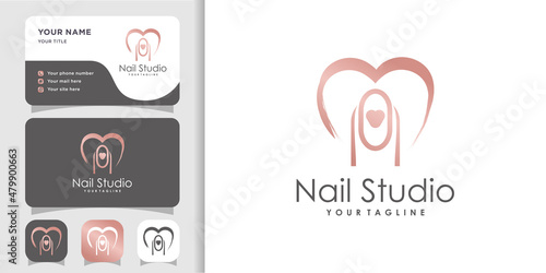 Nail lounge logo design concept Premium Vector