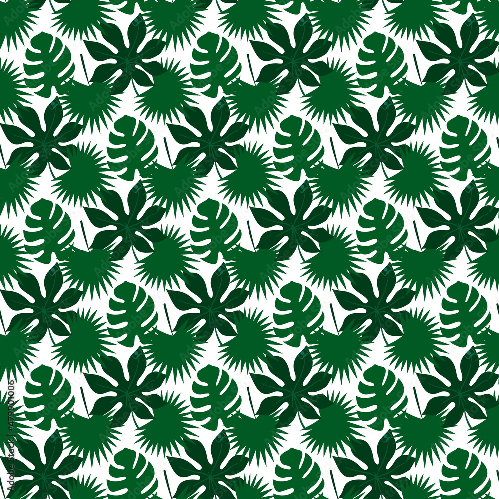 tropical monstera aralia leaf on white background Seamless Pattern Design