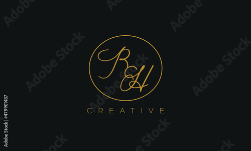BH is a stylish logo with a attractive and creative design and golden color with blackish background.