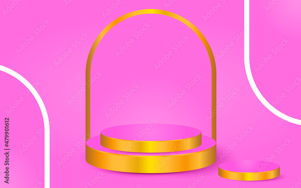 3d geometric pink and golden podium for product placement with dabble circular background and editable color 3d geometric pink and golden podium for product placement with dabble circular background and editable color