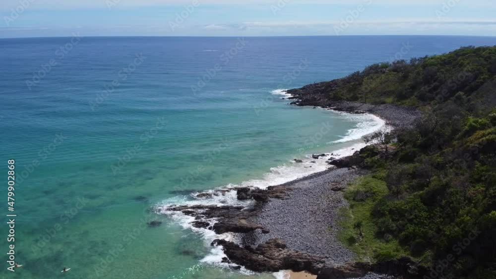Flight over bay and coastline with panoramic view. Sunny day. Noosa Queensland. Aerial ocean view Flight over bay and coastline with panoramic view. Sunny day. Noosa Queensland. Aerial ocean view