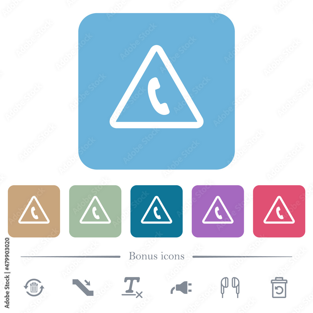 Emergency call flat icons on color rounded square backgrounds Emergency call flat icons on color rounded square backgrounds