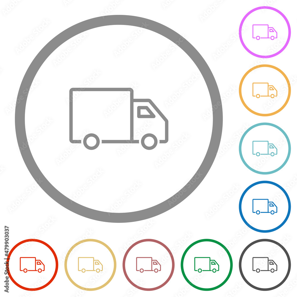 Delivery truck side view outline flat icons with outlines Delivery truck side view outline flat icons with outlines