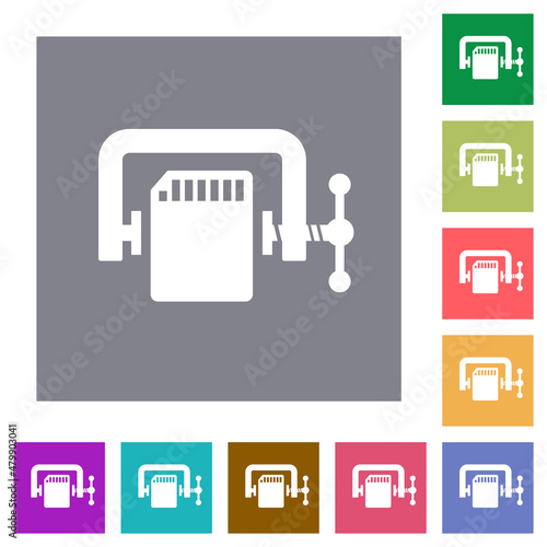 SD memory card compress solid square flat icons