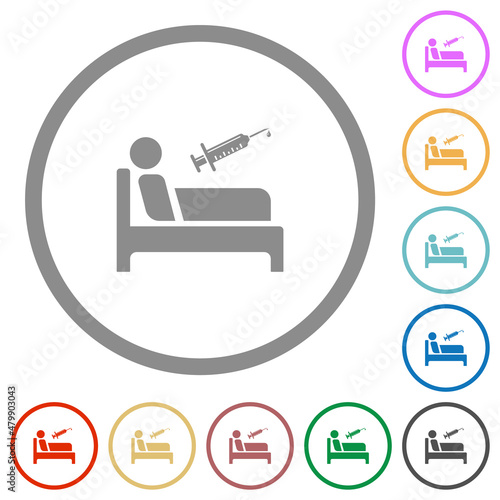 Vaccination ward flat icons with outlines