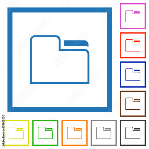 Tab folder outline flat framed icons