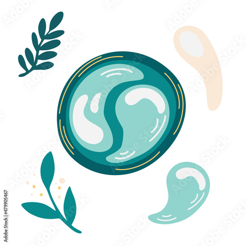 Eye patches. Hydro gel eye patches. Under eye skin care product. Skincare. Concept of facial care. Cleansing, moisturizing, treatment. Vector cartoon Illustration