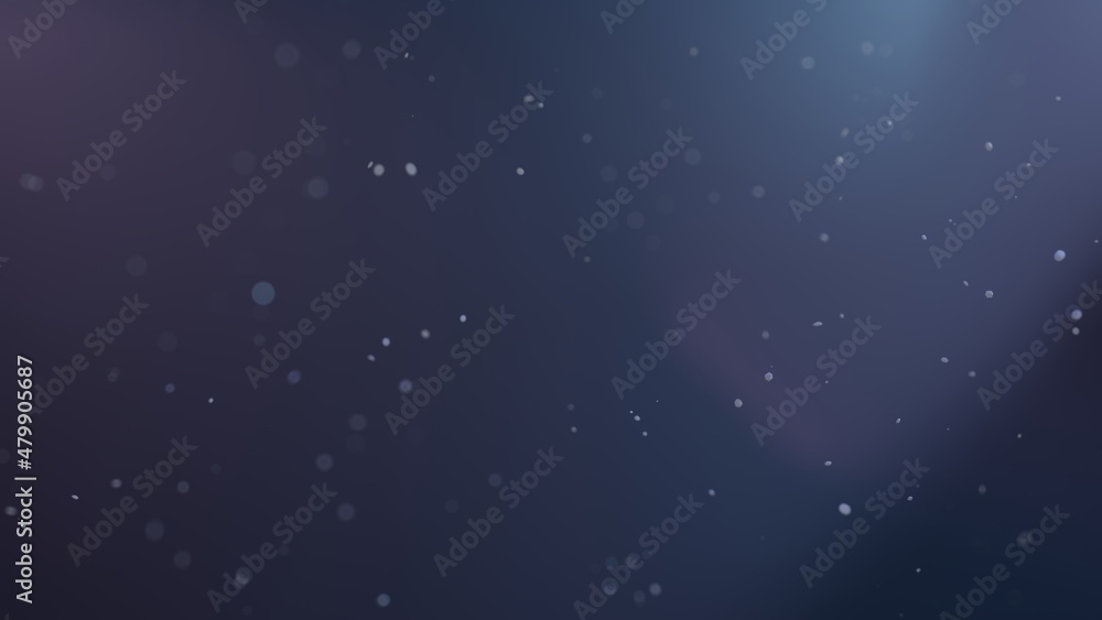 Dim blue floating dust particle with ambient purple lights and glowing bokeh for custom wallpaper, web design and video editing.