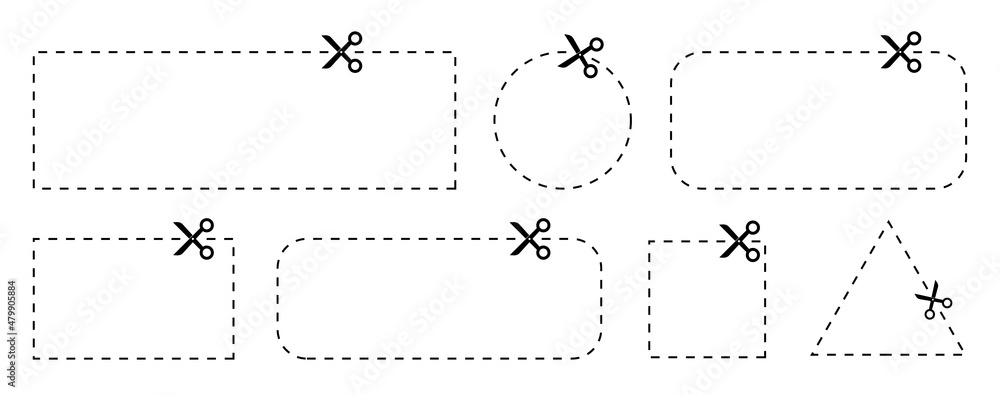 Fototapeta premium Scissors with cut line icon. cut the coupon along the contour. simple vector illustration