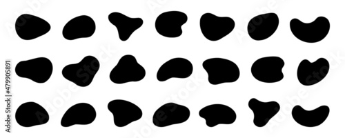 Incorrect drop shape. Abstract elements in fluid detection in design. Black abstract spot on a white background.