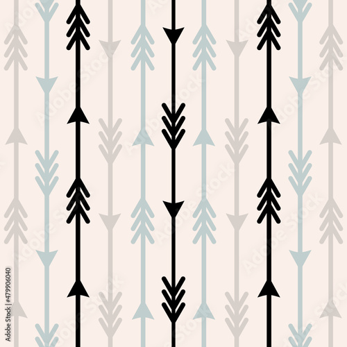 seamless pattern with different arrow collection stylized vector illustration of boom decoration Cute repeating textures for packaging, books, textiles, wrapping paper design, fabric design. © Kullaya