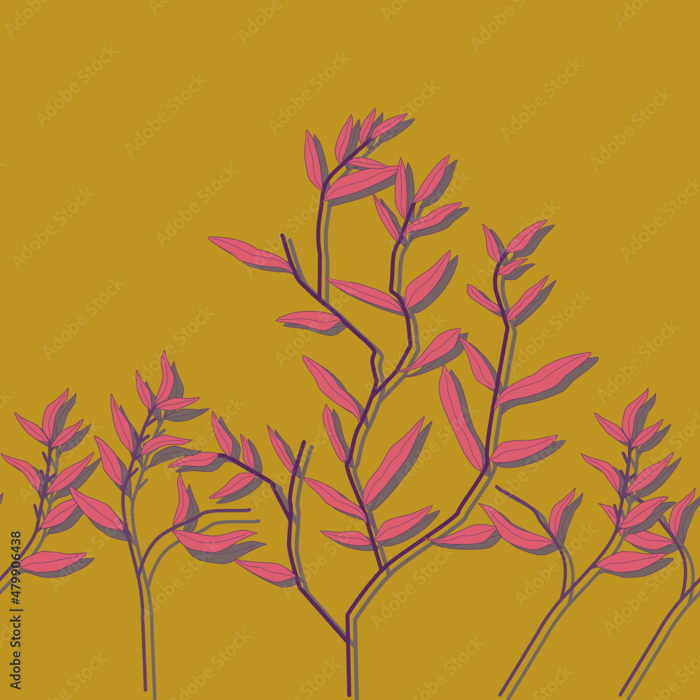 branches of trees in bloom with leaves and leaves pink seamless pattern vector on pastel background natural spring texture design for decoration Suitable for textiles, wallpaper, fabric patterns, etc.