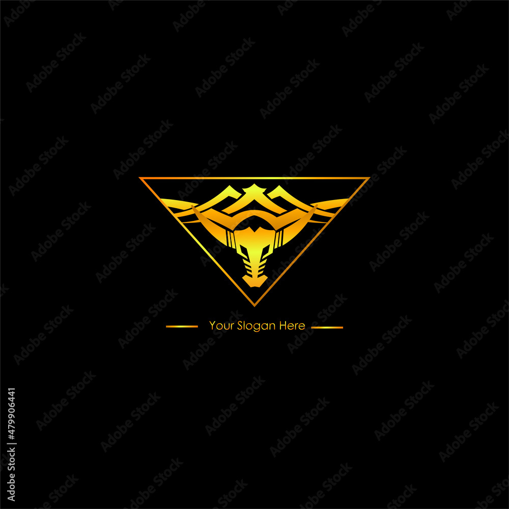 animal head logo in a golden triangle animal head logo in a golden triangle